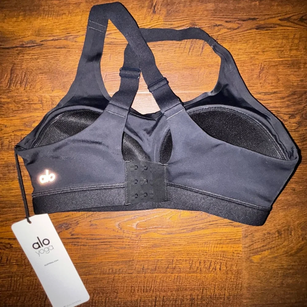 ALO Yoga Black Crossback Sports Bra with Wide Band